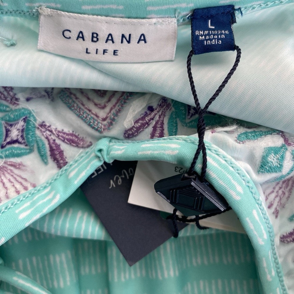CABANA LIFE Size Large Naples Embroidered Tiered Midi Dress Cover-up Boho Beach - Picture 12 of 16